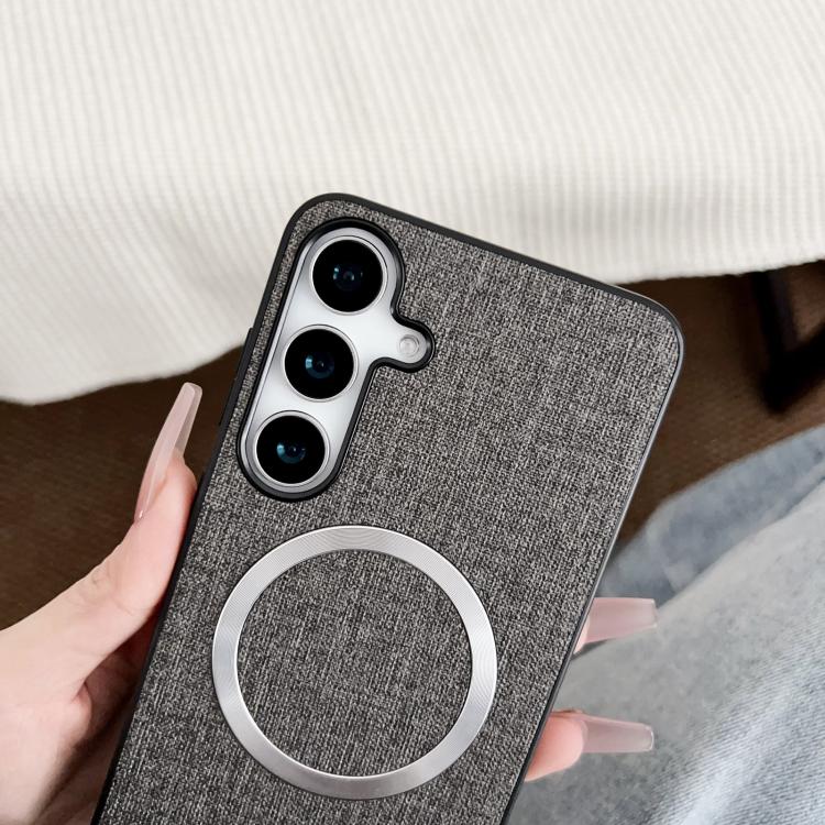 For Samsung Galaxy S25 5G Magsafe Magnetic Ring Cloth Texture Phone Case(Blue) - Galaxy S25 5G Cases by PMC TechLife | Online Shopping South Africa | PMC TechLife | Buy Now Pay Later Mobicred
