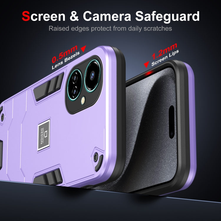 For Tecno Camon 19 2 in 1 Shockproof Phone Case(Purple) - Tecno Cases by PMC TechLife | Online Shopping South Africa | PMC TechLife | Buy Now Pay Later Mobicred