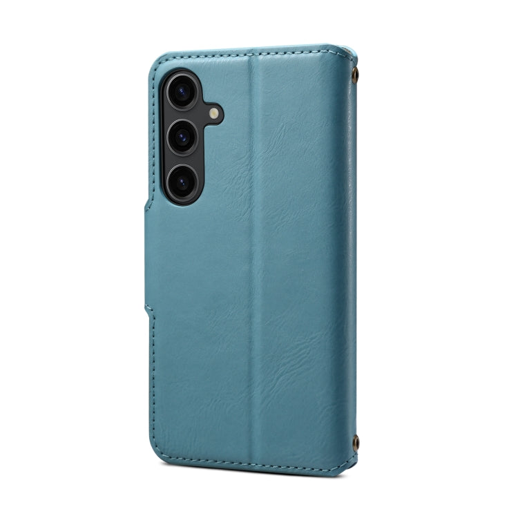 For Samsung Galaxy S24+ 5G Denior Cowhide Texture Wallet Style Leather Phone Case(Blue) - Galaxy S24+ 5G Cases by Denior | Online Shopping South Africa | PMC Jewellery | Buy Now Pay Later Mobicred