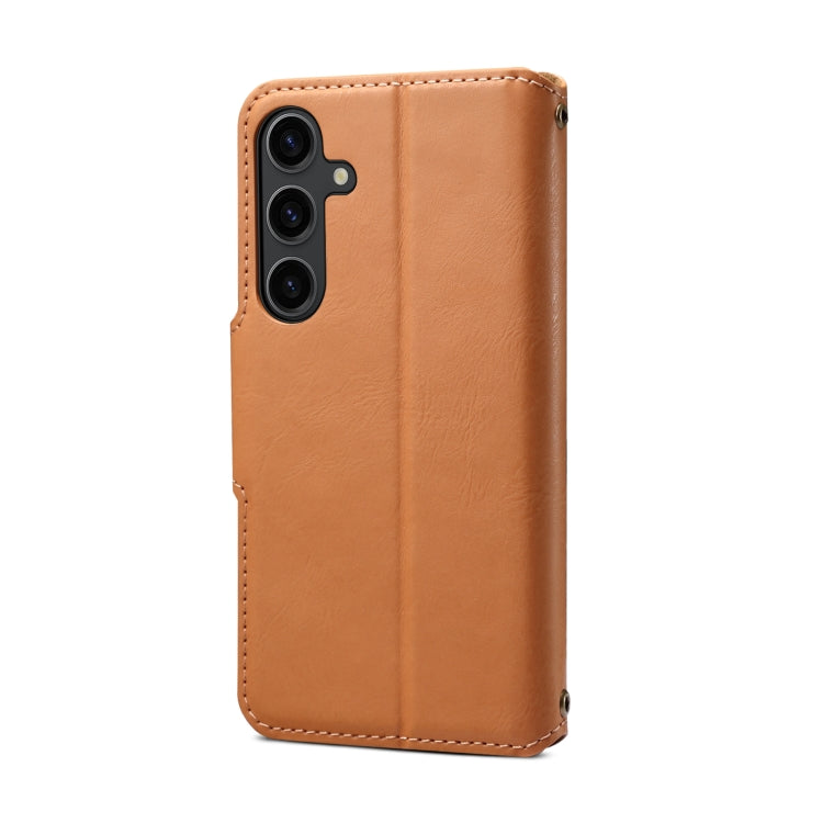 For Samsung Galaxy S24+ 5G Denior Cowhide Texture Wallet Style Leather Phone Case(Khaki) - Galaxy S24+ 5G Cases by Denior | Online Shopping South Africa | PMC Jewellery | Buy Now Pay Later Mobicred