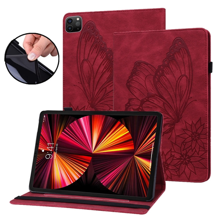 For iPad Pro 12.9 2022 / Air 13 2024 Big Butterfly Embossed Leather Tablet Case(Red) - iPad Pro 12.9 (2022/2021) Cases by PMC Jewellery | Online Shopping South Africa | PMC Jewellery | Buy Now Pay Later Mobicred