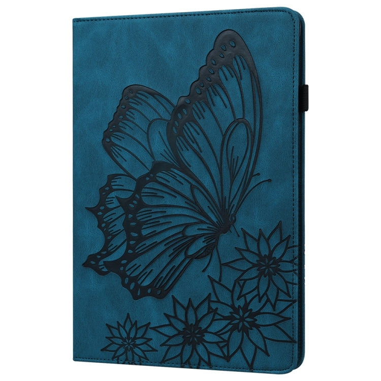 For Samsung Galaxy Tab S9 FE+ / S9+ / S8+ Big Butterfly Embossed Leather Tablet Case(Blue) - Galaxy Tab S9+ Cases by PMC Jewellery | Online Shopping South Africa | PMC Jewellery | Buy Now Pay Later Mobicred