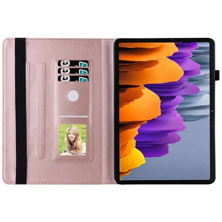 For Samsung Galaxy Tab S9 FE+ / S9+ / S8+ Big Butterfly Embossed Leather Tablet Case(Rose Gold) - Galaxy Tab S9+ Cases by PMC Jewellery | Online Shopping South Africa | PMC Jewellery | Buy Now Pay Later Mobicred