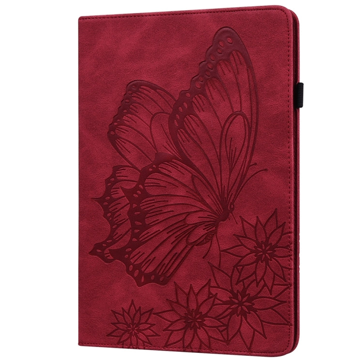 For Samsung Galaxy Tab S9 FE+ / S9+ / S8+ Big Butterfly Embossed Leather Tablet Case(Red) - Galaxy Tab S9+ Cases by PMC Jewellery | Online Shopping South Africa | PMC Jewellery | Buy Now Pay Later Mobicred