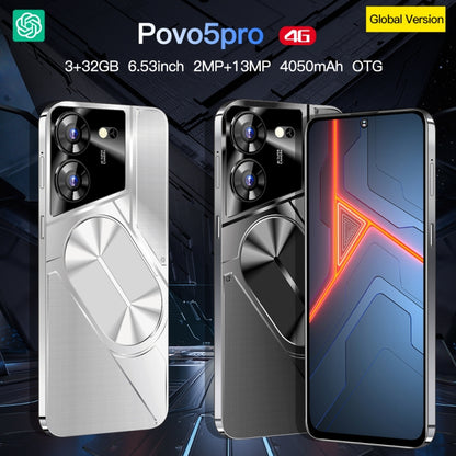 Povo5pro / PU31, 3GB+32GB, 6.53 inch Face Identification Android 8.1 MTK6753 Octa Core, Network: 4G, AI GPT4, Dual SIM(Black) -  by PMC Jewellery | Online Shopping South Africa | PMC Jewellery