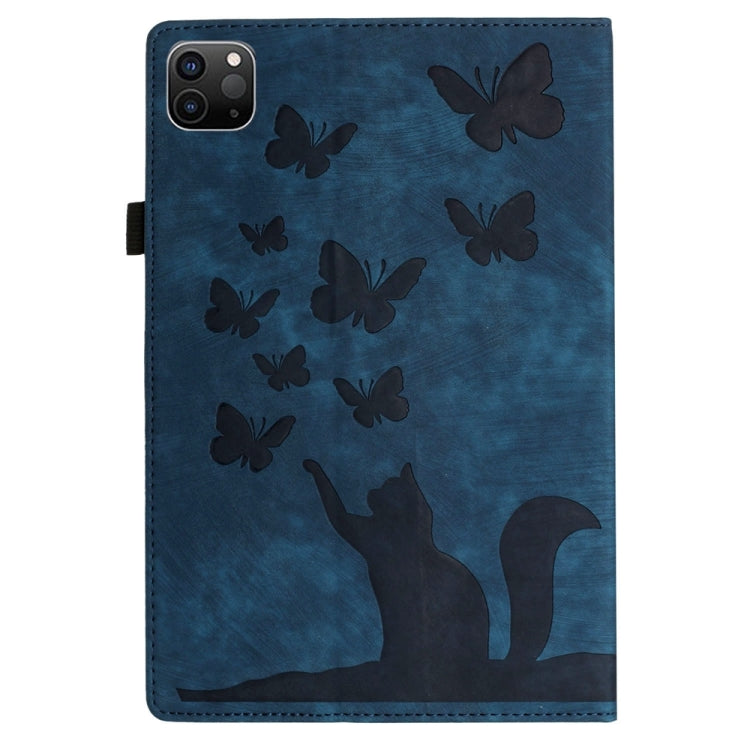 For iPad Pro 12.9 2022 / Air 13 2024 Butterfly Cat Embossing Leather Tablet Case(Dark Blue) - iPad Pro 12.9 (2022/2021) Cases by PMC Jewellery | Online Shopping South Africa | PMC Jewellery | Buy Now Pay Later Mobicred