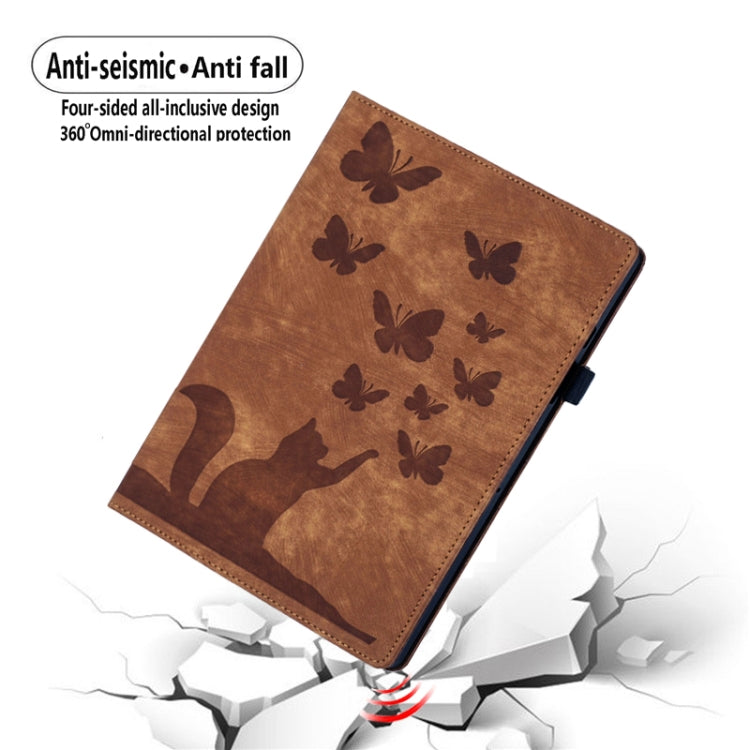 For iPad Pro 11 2024 Butterfly Cat Embossing Leather Tablet Case(Brown) - iPad Pro 11 2024 Cases by PMC Jewellery | Online Shopping South Africa | PMC Jewellery | Buy Now Pay Later Mobicred