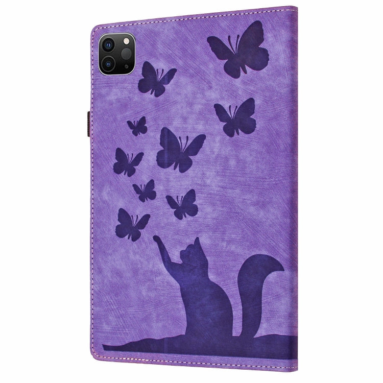 For iPad Pro 13 2024 Butterfly Cat Embossing Leather Tablet Case(Purple) - iPad Pro 13 2024 Cases by PMC TechLife | Online Shopping South Africa | PMC TechLife | Buy Now Pay Later Mobicred