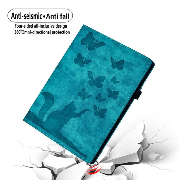 For Lenovo Tab P12 / Xiaoxin Pad Pro 12.7 Butterfly Cat Embossing Leather Tablet Case(Sky Blue) - Lenovo by PMC TechLife | Online Shopping South Africa | PMC TechLife | Buy Now Pay Later Mobicred