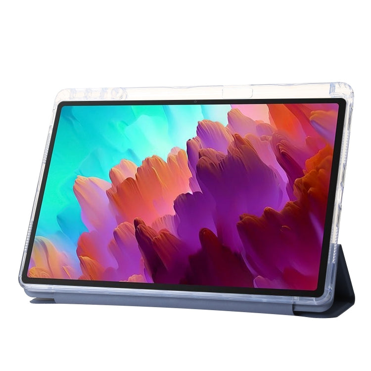 For Lenovo Tab M11 /Xiaoxin Pad 11 2024 Clear Acrylic 3-Fold Leather Tablet Case(Lavender) - Lenovo by PMC Jewellery | Online Shopping South Africa | PMC Jewellery | Buy Now Pay Later Mobicred