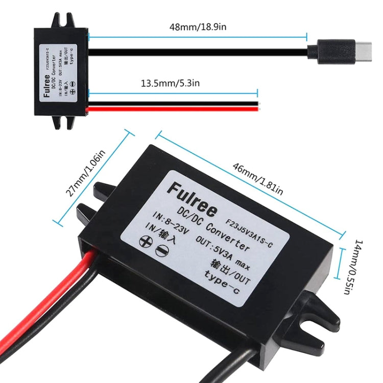 12V to 5V 3A Car Power Converter DC Module Voltage Regulator, Style:USB Female with Ears - Car Modification by PMC TechLife | Online Shopping South Africa | PMC TechLife | Buy Now Pay Later Mobicred