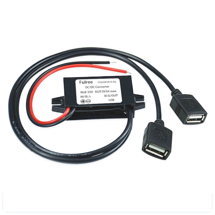 12V to 5V 3A Car Power Converter DC Module Voltage Regulator, Style:Dual USB Female - Car Modification by PMC TechLife | Online Shopping South Africa | PMC TechLife | Buy Now Pay Later Mobicred