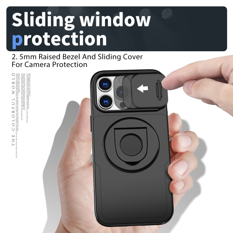 For iPhone 16 Pro Max Camshield MagSafe Ring Holder Armor Phone Case(Black) - iPhone 16 Pro Max Cases by PMC TechLife | Online Shopping South Africa | PMC TechLife | Buy Now Pay Later Mobicred