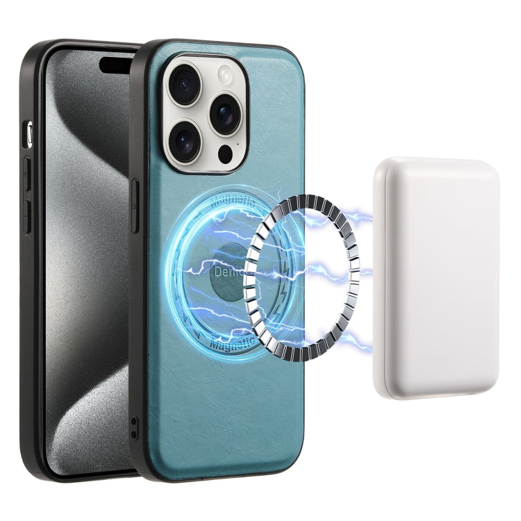 For iPhone 15 Pro Max Denior Cowhide Texture Leather MagSafe Phone Case(Blue) - free shipping - PMC TechLife - Order now!