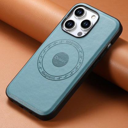 For iPhone 15 Pro Max Denior Cowhide Texture Leather MagSafe Phone Case(Blue) - iPhone 15 Pro Max Cases by Denior | Online Shopping South Africa | PMC Jewellery