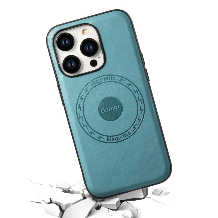 For iPhone 15 Pro Max Denior Cowhide Texture Leather MagSafe Phone Case(Blue) - free shipping - PMC TechLife - Order now!