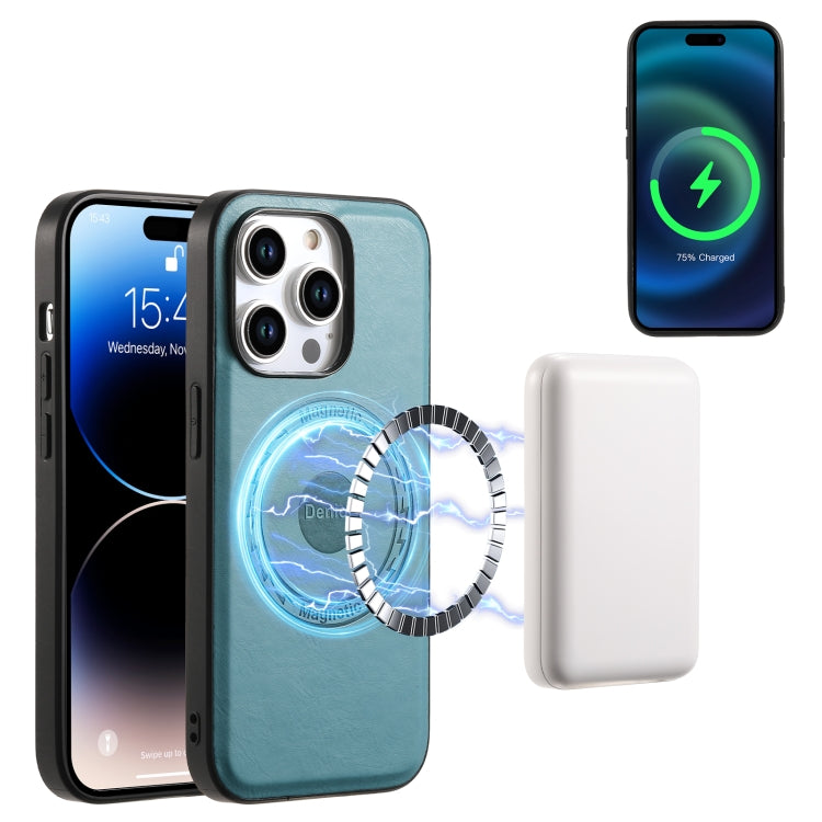 For iPhone 15 Pro Max Denior Cowhide Texture Leather MagSafe Phone Case(Blue) - free shipping - PMC TechLife - Order now!