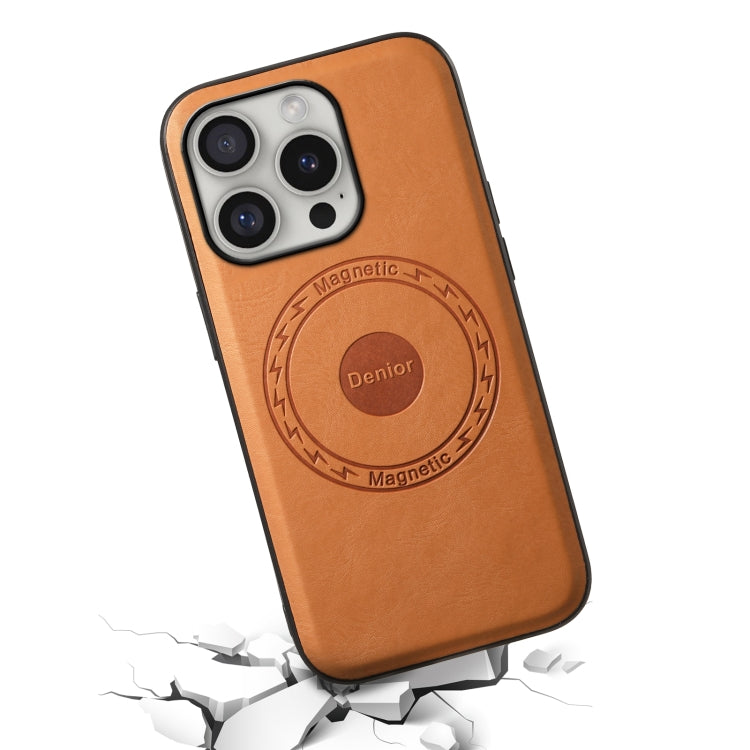 For iPhone 16 Pro Max Denior Cowhide Texture Leather MagSafe Phone Case(Khaki) - free shipping - PMC Jewellery - Order now!