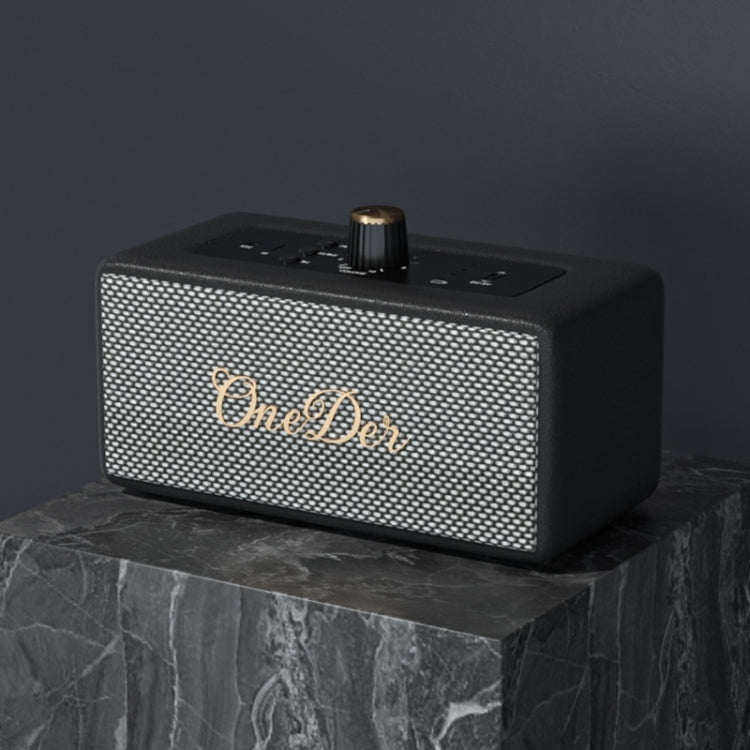 Oneder D3 Retro Leather Casing 30W Dual Units Wireless Bluetooth Speaker(Black) - Desktop Speaker by OneDer | Online Shopping South Africa | PMC Jewellery | Buy Now Pay Later Mobicred