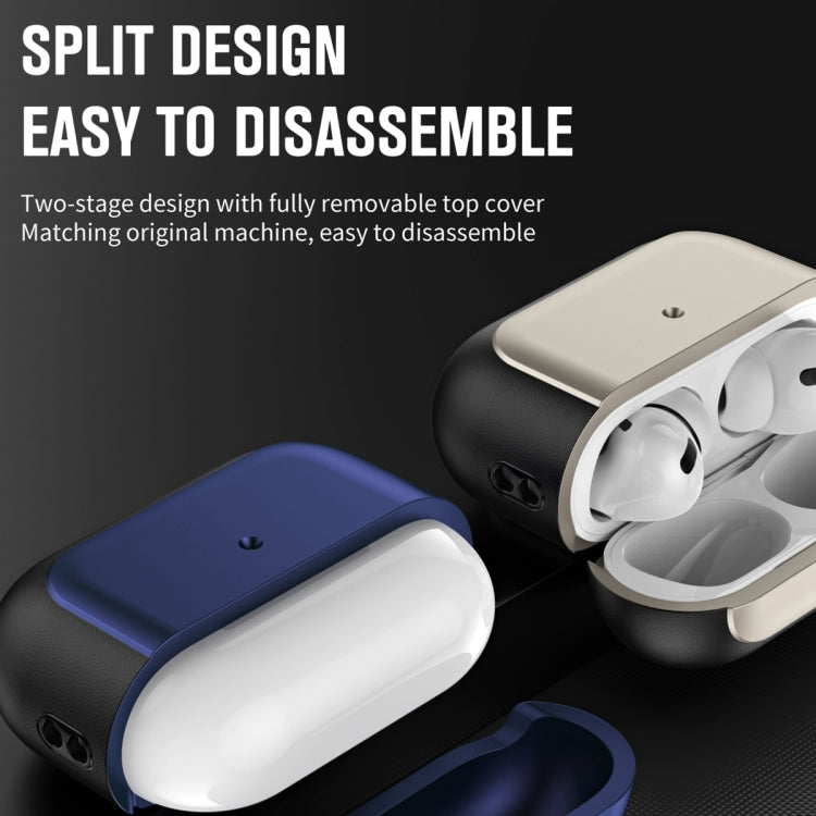 For AirPods Pro 2 Electroplated Leather Texture Wireless Earphones Protective Case(Titanium Grey) - For AirPods Pro 2 by PMC Jewellery | Online Shopping South Africa | PMC Jewellery | Buy Now Pay Later Mobicred