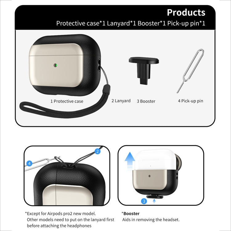 For AirPods 3 Electroplated Leather Texture Wireless Earphones Protective Case(Black) - For AirPods 3 by PMC Jewellery | Online Shopping South Africa | PMC Jewellery | Buy Now Pay Later Mobicred