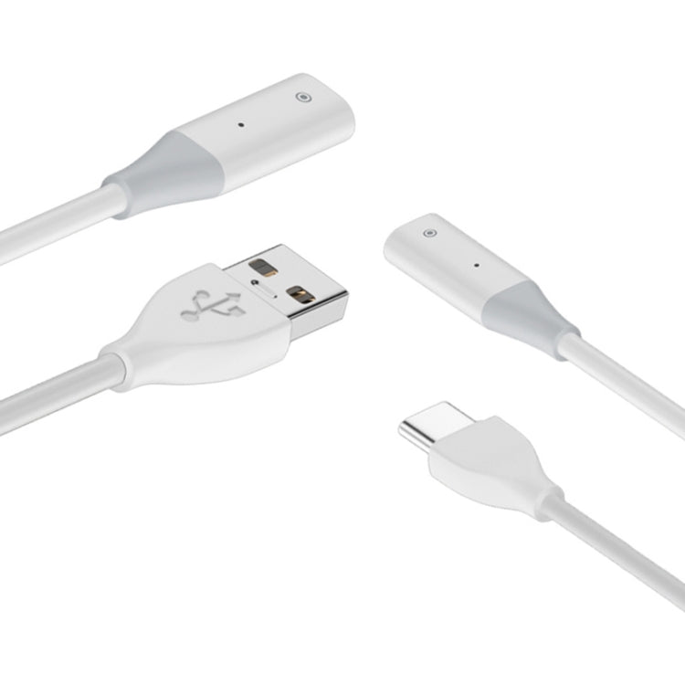 For Apple Pencil 1 USB to 8 Pin Stylus Charging Cable with Indicator Light, Length:1m(White) - Pencil Accessories by PMC Jewellery | Online Shopping South Africa | PMC Jewellery | Buy Now Pay Later Mobicred