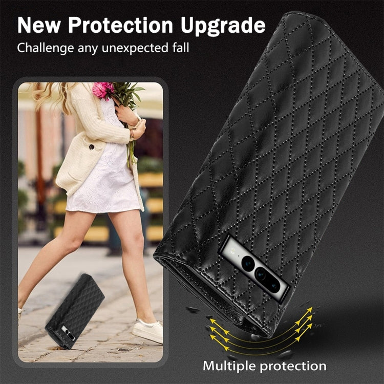 For Google Pixel 8 Zipper Multi-Card Wallet Rhombic Leather Phone Case(Black) - Google Cases by PMC TechLife | Online Shopping South Africa | PMC TechLife | Buy Now Pay Later Mobicred