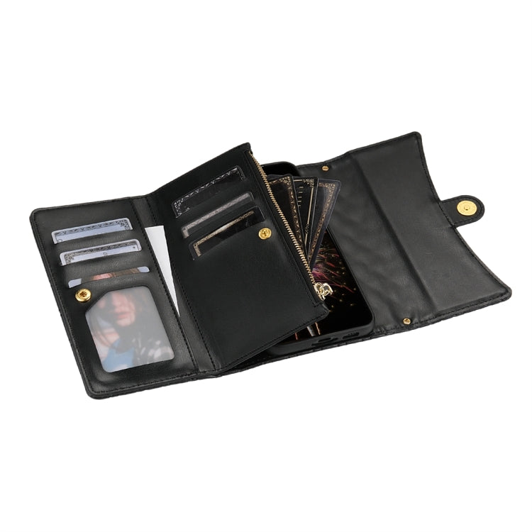 For Google Pixel 6 Zipper Multi-Card Wallet Rhombic Leather Phone Case(Black) - Google Cases by PMC TechLife | Online Shopping South Africa | PMC TechLife | Buy Now Pay Later Mobicred
