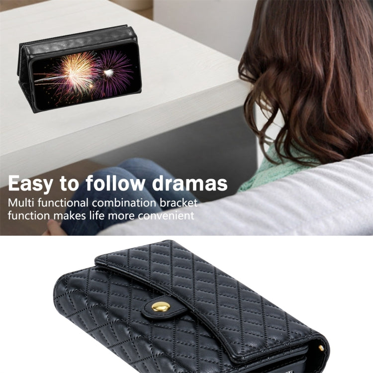 For Google Pixel 6 Zipper Multi-Card Wallet Rhombic Leather Phone Case(Black) - Google Cases by PMC TechLife | Online Shopping South Africa | PMC TechLife | Buy Now Pay Later Mobicred