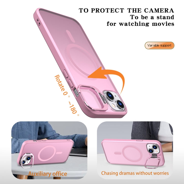 For iPhone 15 Plus Metal Invisible Camera Holder MagSafe Magnetic Phone Case(Pink) - iPhone 15 Plus Cases by PMC Jewellery | Online Shopping South Africa | PMC Jewellery