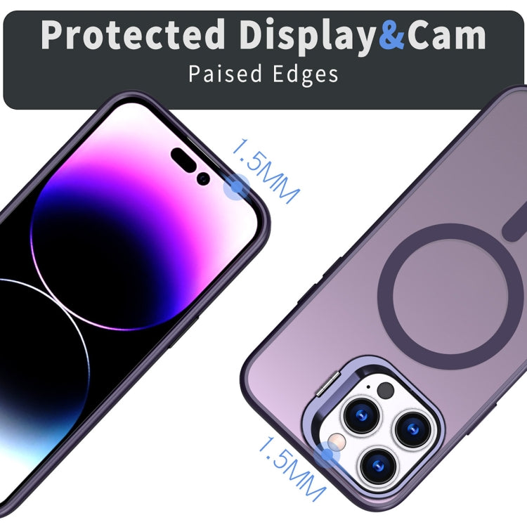 For iPhone 14 Pro Metal Invisible Camera Holder MagSafe Magnetic Phone Case(Purple) - iPhone 14 Pro Cases by PMC TechLife | Online Shopping South Africa | PMC TechLife