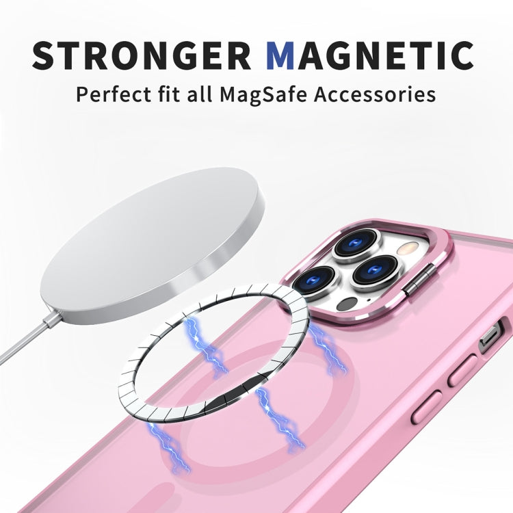 For iPhone 11 Pro Max Metal Invisible Camera Holder MagSafe Magnetic Phone Case(Pink) - iPhone 11 Pro Max Cases by PMC Jewellery | Online Shopping South Africa | PMC Jewellery