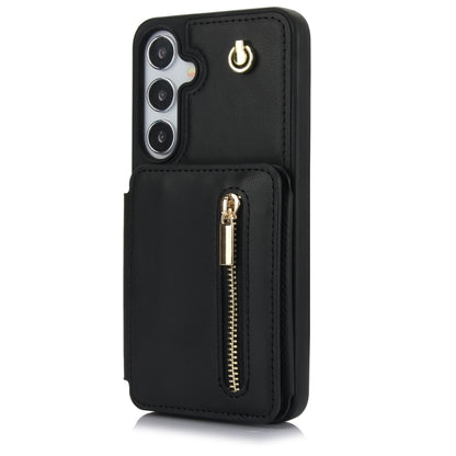 For Samsung Galaxy S24+ 5G YM006 Skin Feel Zipper Card Bag Phone Case with Dual Lanyard(Black) - Galaxy S24+ 5G Cases by PMC Jewellery | Online Shopping South Africa | PMC Jewellery | Buy Now Pay Later Mobicred