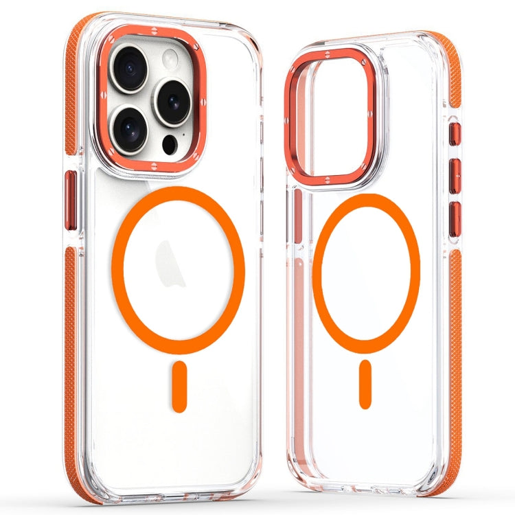 For iPhone 12 Pro Max Dual-Color Clear Acrylic Hybrid TPU MagSafe Phone Case(Orange) - iPhone 12 Pro Max Cases by PMC Jewellery | Online Shopping South Africa | PMC Jewellery