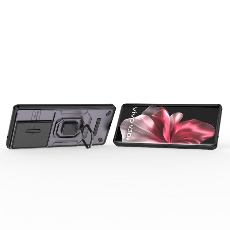 For vivo V30e 5G Global Sliding Camshield TPU + PC Shockproof Phone Case with Holder(Black) - vivo Cases by PMC TechLife | Online Shopping South Africa | PMC TechLife | Buy Now Pay Later Mobicred