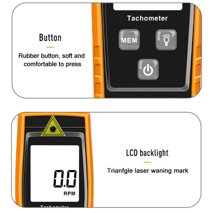 RZ835 Digital Tachometer, Range: 2.5-99999RPM(Orange) - Tachometers & Anemometer by PMC TechLife | Online Shopping South Africa | PMC TechLife | Buy Now Pay Later Mobicred