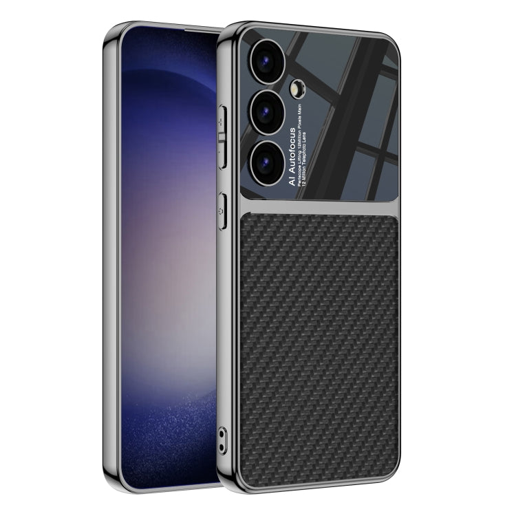 For Samsung Galaxy S24+ 5G GKK Plating TPU + Leather Full Coverage Phone Case(Carbon Fibre) - free shipping - PMC Jewellery - Order now!
