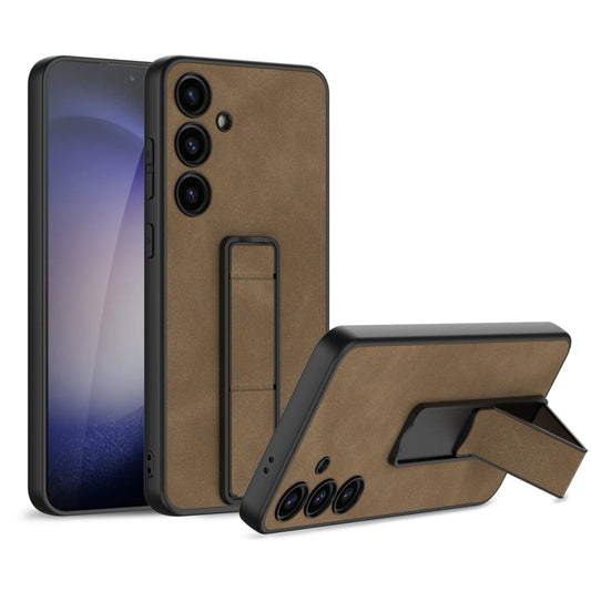 For Samsung Galaxy S24+ 5G GKK Skin Feel Frosted Leather Fold Holder Phone Case(Brown) - Galaxy S24+ 5G Cases by GKK | Online Shopping South Africa | PMC Jewellery | Buy Now Pay Later Mobicred