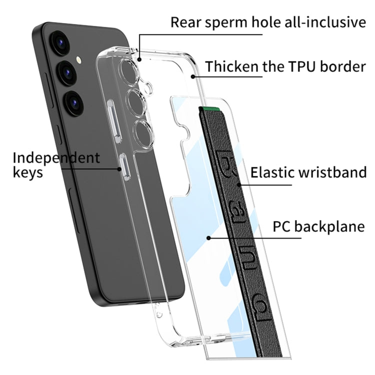 For Samsung Galaxy S24 5G GKK Space Frame Transparent PC + TPU Phone Case with Wrist Strap(Black) - Galaxy S24 5G Cases by GKK | Online Shopping South Africa | PMC Jewellery | Buy Now Pay Later Mobicred