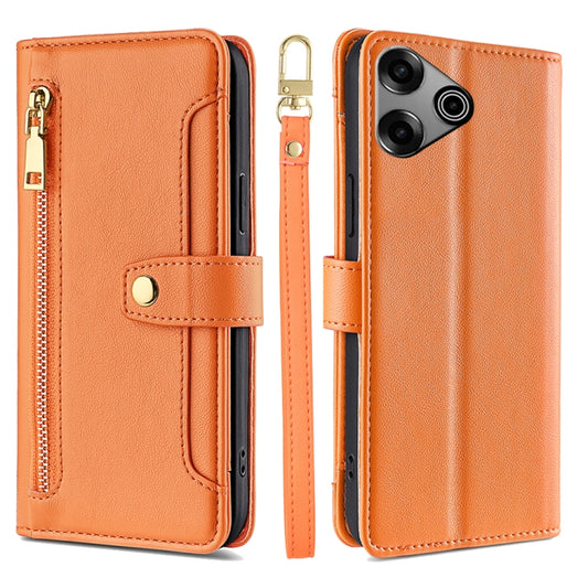 For Tecno Pova 6 Pro 5G Sheep Texture Cross-body Zipper Wallet Leather Phone Case(Orange) - Tecno Cases by PMC Jewellery | Online Shopping South Africa | PMC Jewellery | Buy Now Pay Later Mobicred