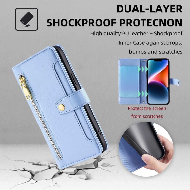 For Itel Vision 1 Pro Sheep Texture Cross-body Zipper Wallet Leather Phone Case(Blue) - More Brand by PMC TechLife | Online Shopping South Africa | PMC TechLife | Buy Now Pay Later Mobicred