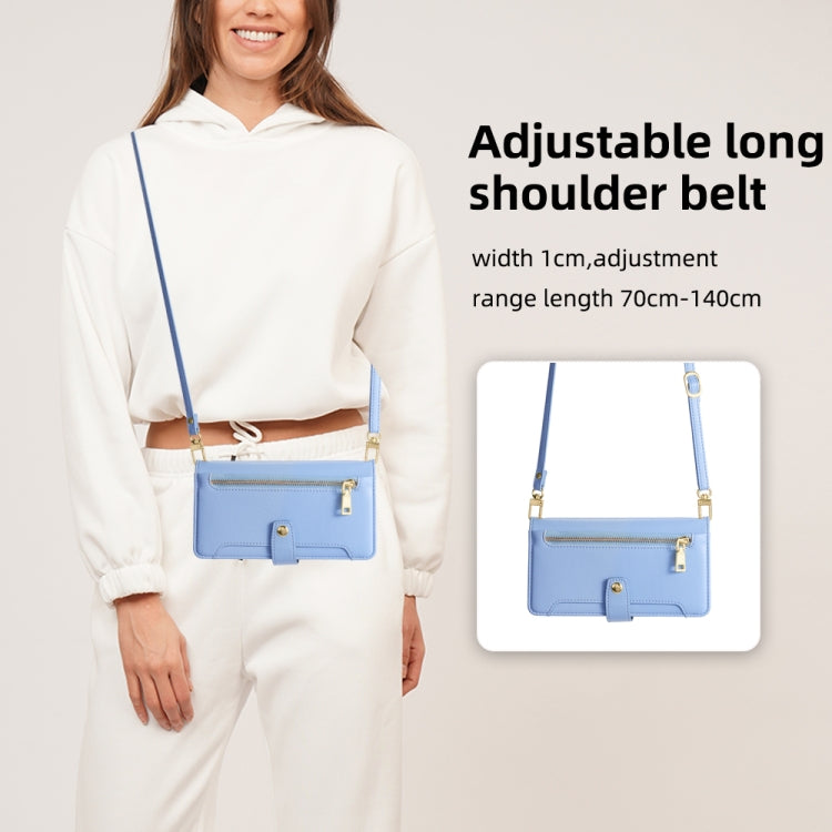 For Itel P55+ 4G Sheep Texture Cross-body Zipper Wallet Leather Phone Case(Blue) - More Brand by PMC TechLife | Online Shopping South Africa | PMC TechLife | Buy Now Pay Later Mobicred