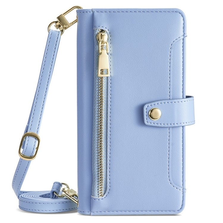 For itel A50 4G Sheep Texture Cross-body Zipper Wallet Leather Phone Case(Blue) - free shipping - PMC TechLife - Order now!