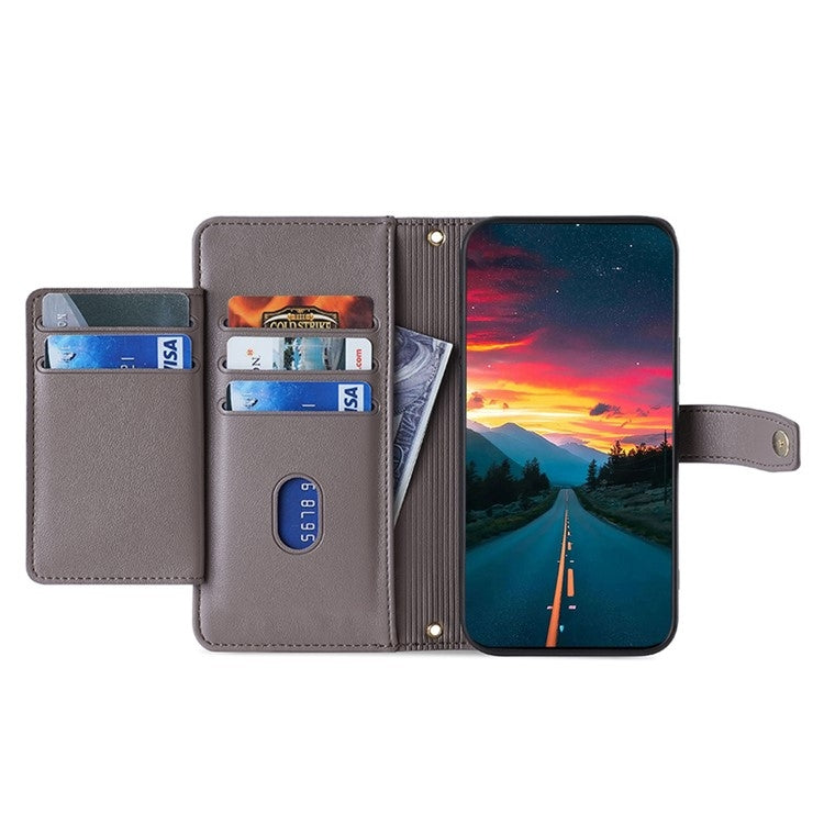 For Itel S24 4G Sheep Texture Cross-body Zipper Wallet Leather Phone Case(Grey) - More Brand by PMC TechLife | Online Shopping South Africa | PMC TechLife | Buy Now Pay Later Mobicred