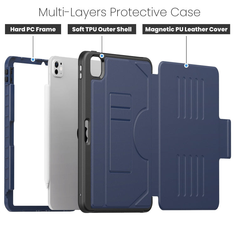 For iPad Pro 11 2024 Notebook Magnetic Leather Tablet Case(Navy Blue) - iPad Pro 11 2024 Cases by PMC TechLife | Online Shopping South Africa | PMC TechLife | Buy Now Pay Later Mobicred