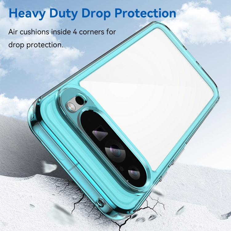 For Google Pixel 9 Pro Colorful Series Acrylic Hybrid TPU Phone Case(Transparent Blue) - Google Cases by PMC Jewellery | Online Shopping South Africa | PMC Jewellery | Buy Now Pay Later Mobicred