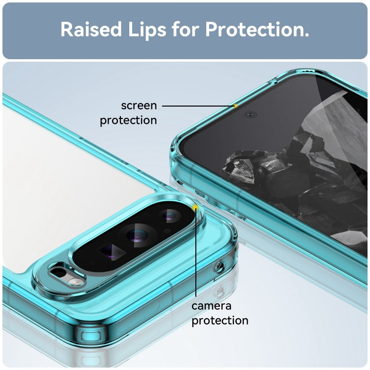 For Google Pixel 9 Pro Colorful Series Acrylic Hybrid TPU Phone Case(Transparent Blue) - Google Cases by PMC Jewellery | Online Shopping South Africa | PMC Jewellery | Buy Now Pay Later Mobicred