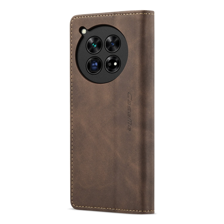 For OnePlus 12 CaseMe 013 Retro Frosted Flip Leather Phone Case(Coffee) - OnePlus Cases by CaseMe | Online Shopping South Africa | PMC Jewellery | Buy Now Pay Later Mobicred