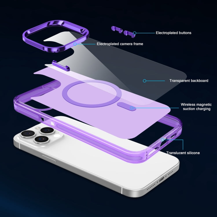 For iPhone 13 Pro Electroplated IMD Magsafe PC Hybrid TPU Phone Case(Purple) - iPhone 13 Pro Cases by PMC TechLife | Online Shopping South Africa | PMC TechLife