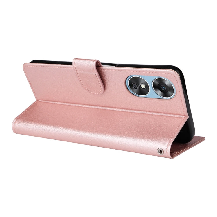 For OPPO A17 4G / A17k 3-Card Slots Multifunctional Leather Phone Case(Rose Gold) - OPPO Cases by PMC Jewellery | Online Shopping South Africa | PMC Jewellery | Buy Now Pay Later Mobicred